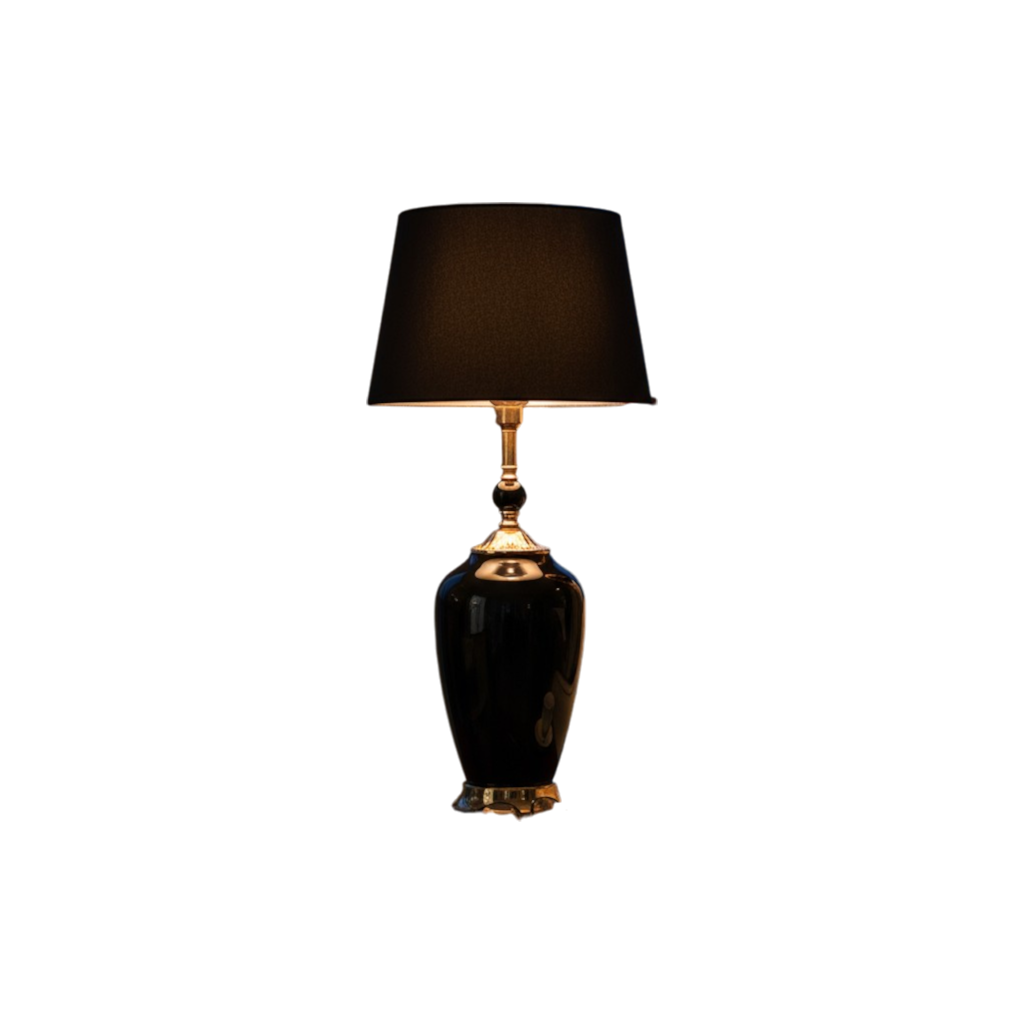 Elegant Jet-Black Porcelain Table Lamp