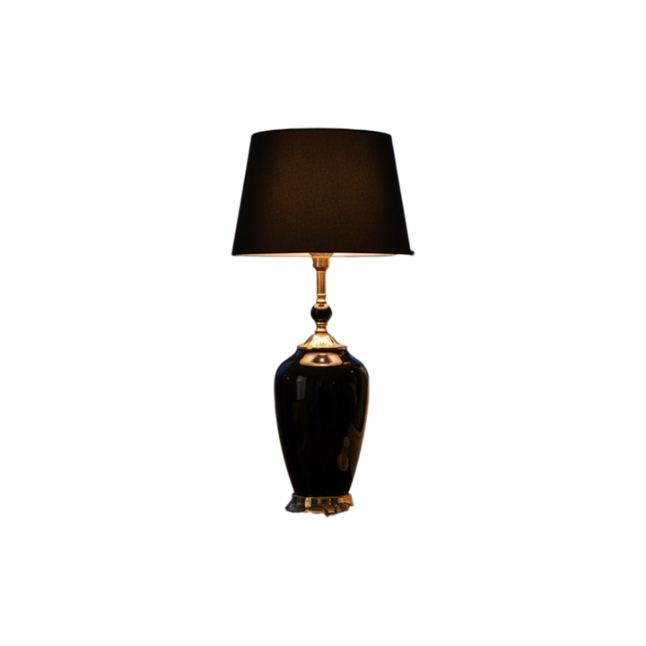 Elegant Jet-Black Porcelain Table Lamp