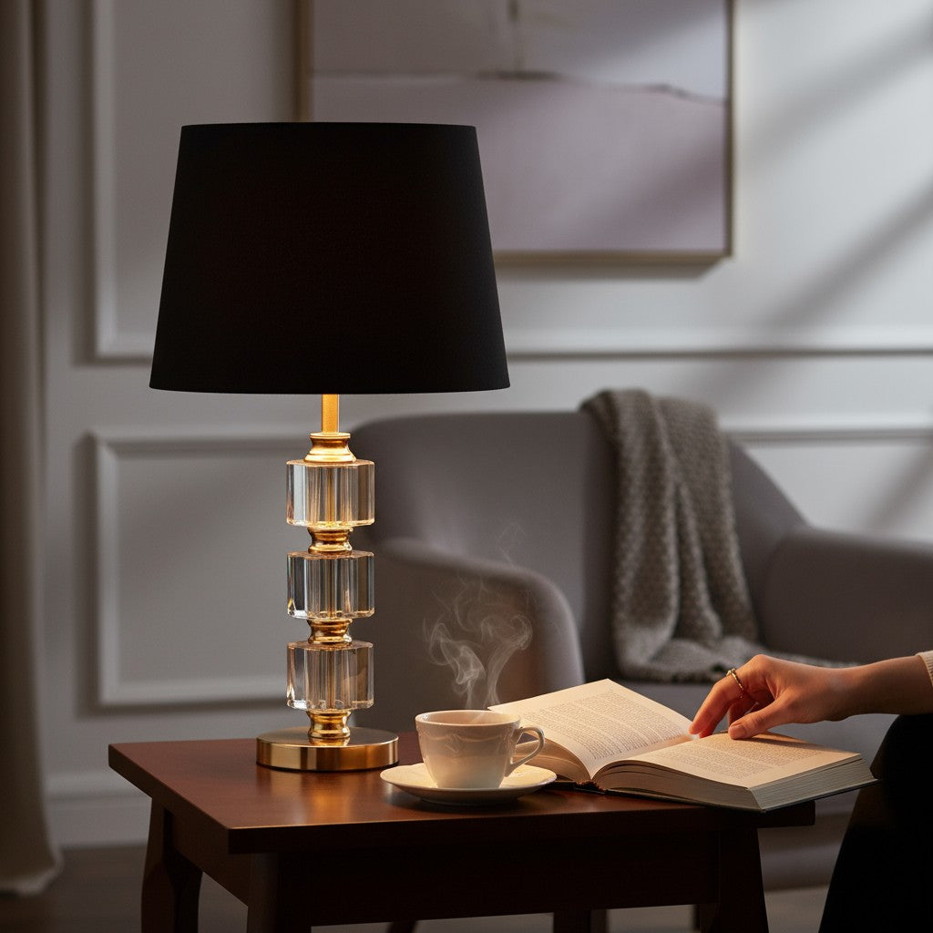 Tressa Sculptural Brass Crystal Table Lamp