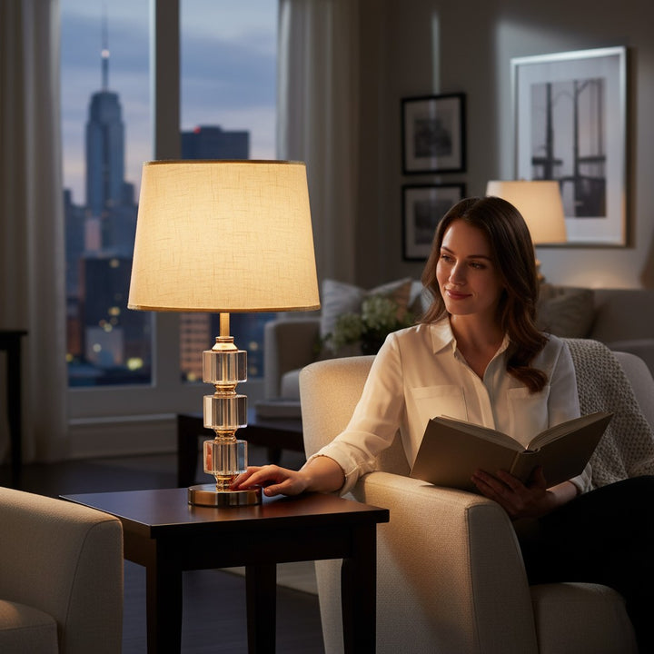 Tressa Sculptural Brass Crystal Table Lamp