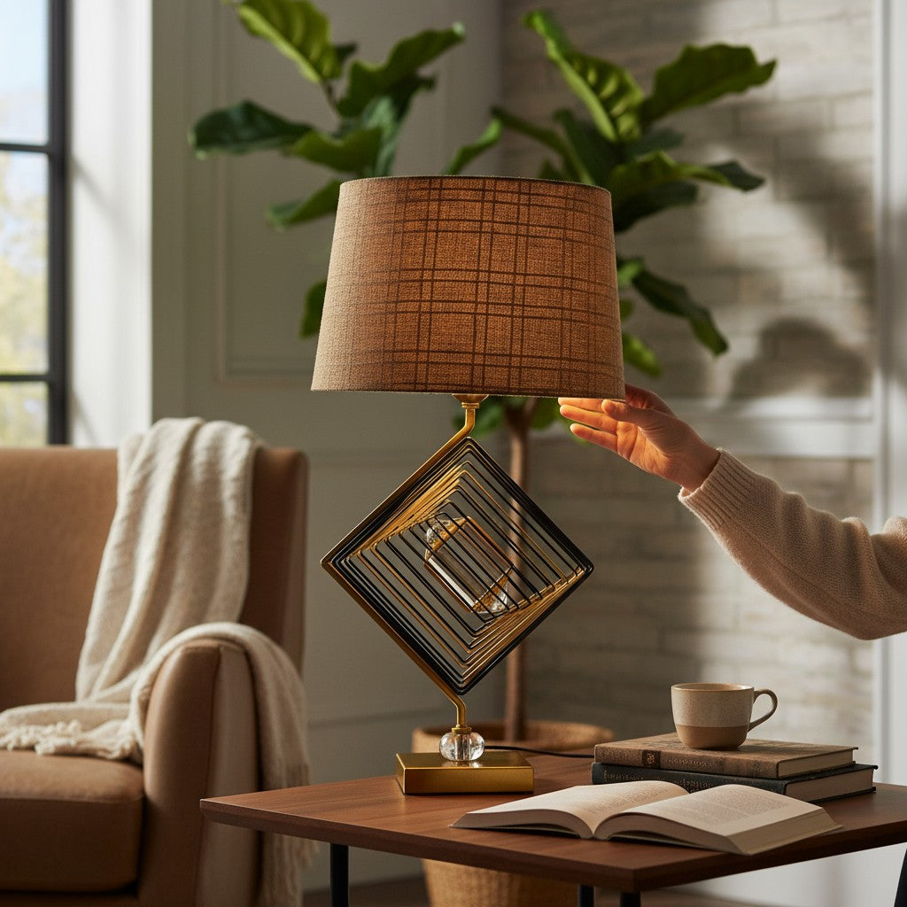 Nira Sculptural Brass Table Lamp