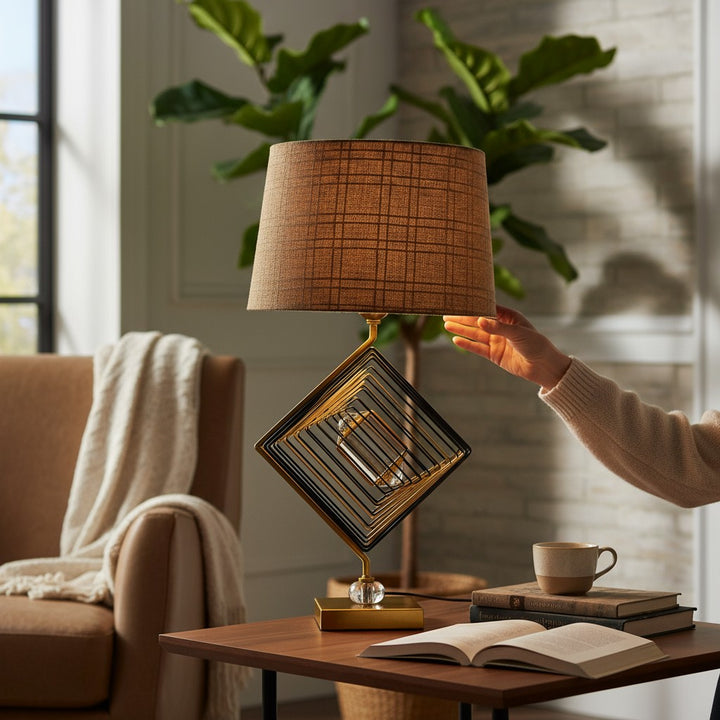 Nira Sculptural Brass Table Lamp