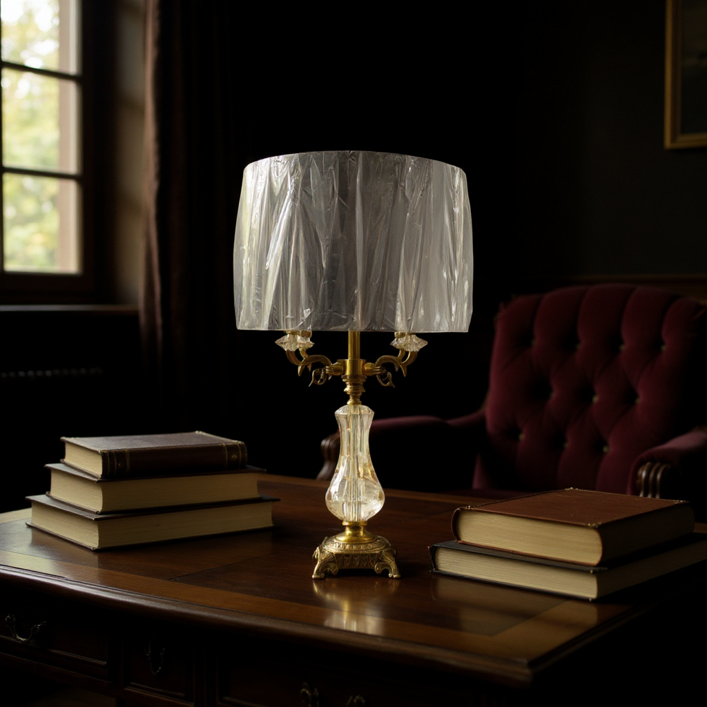 Vintage Heavy Crystal & Brass Side Table Lamp