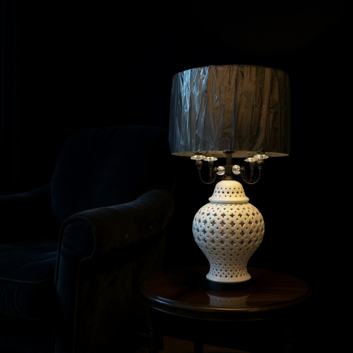 Vintage Clasic Quad Ceramic Lattice Side Table Lamp