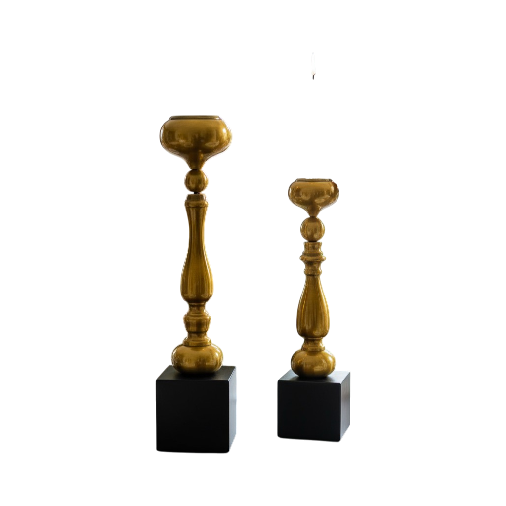 Aeris Sculpted Vintage Brass Candle Stand