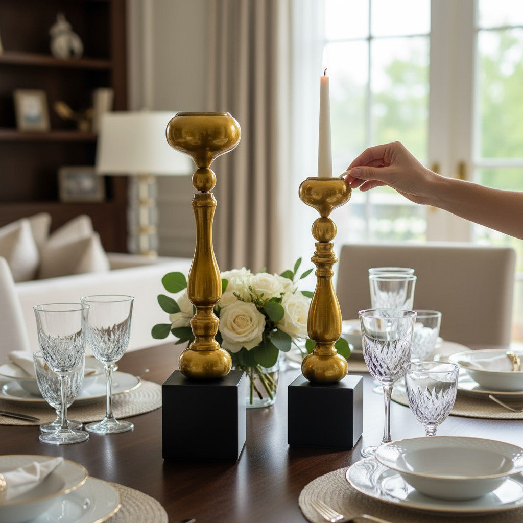 Aeris Sculpted Vintage Brass Candle Stand