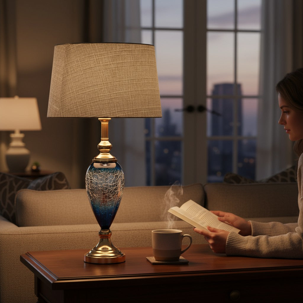 Versace Greca Blue Luxe Crystal Lamp