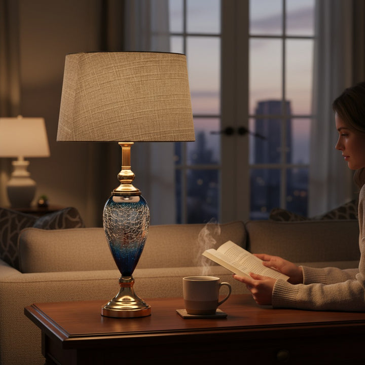 Versace Greca Blue Luxe Crystal Lamp