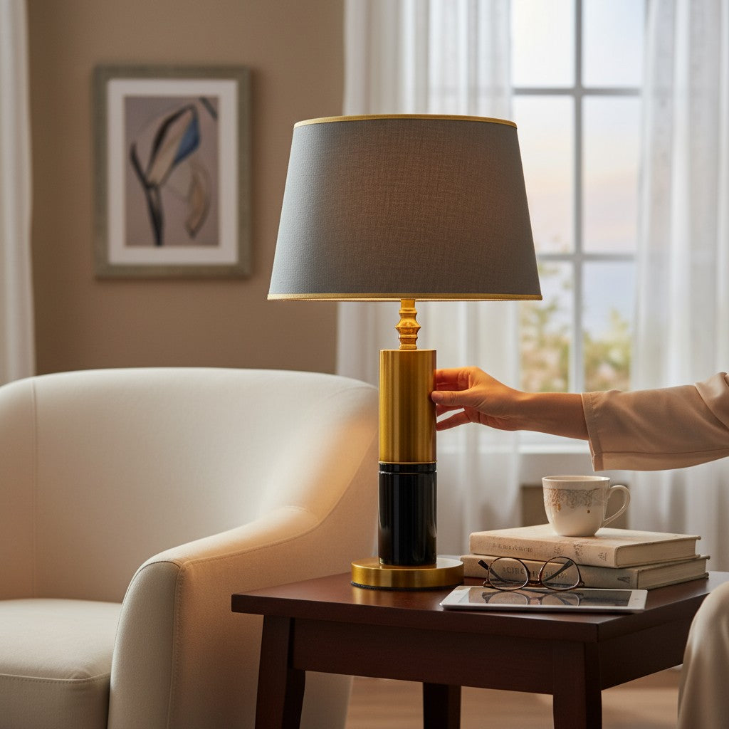 Orion Brass-Finished Modern Table Lamp