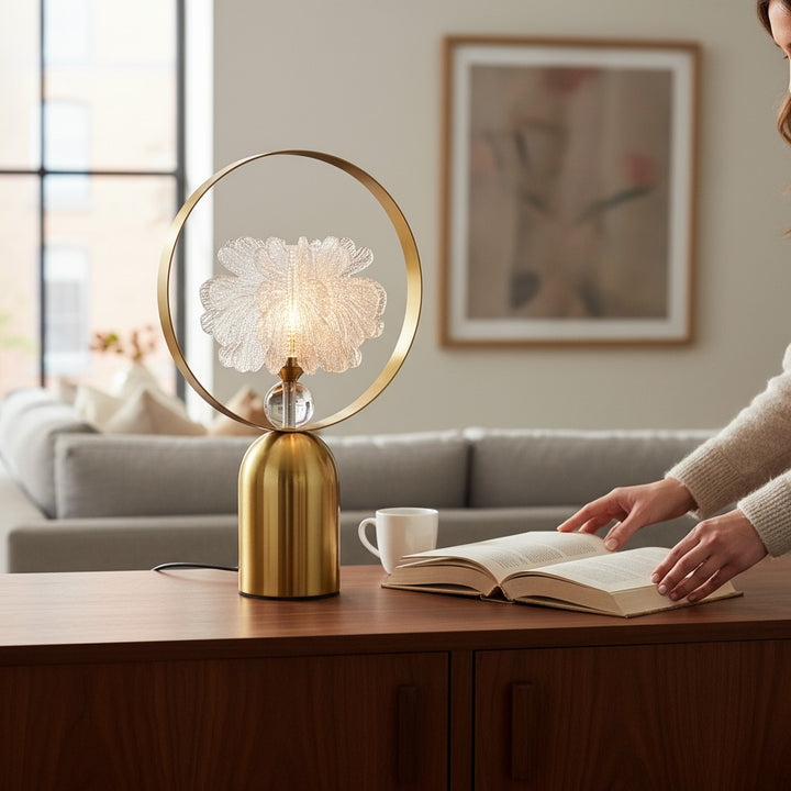 Luminous Serenity – LED Brass Side Table Lamp