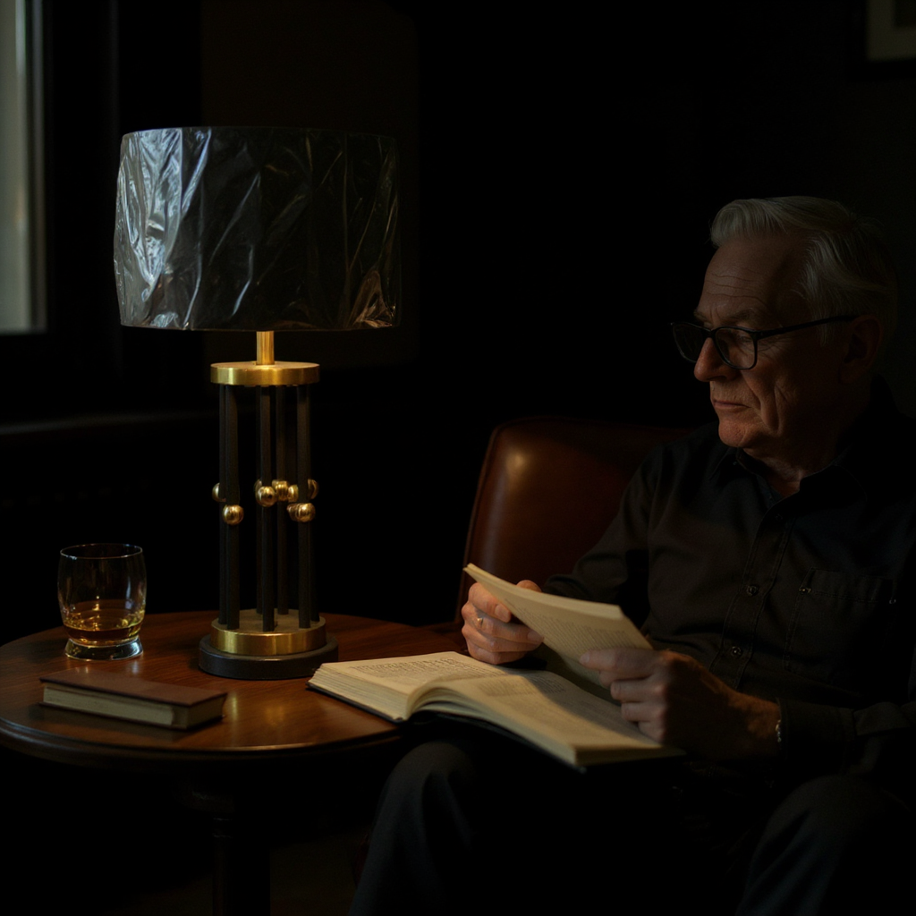 Vintage Brass Side Table Lamp with Black Base