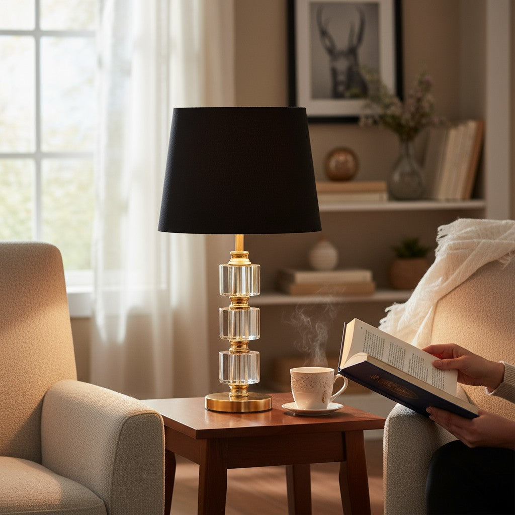 Tressa Sculptural Brass Crystal Table Lamp