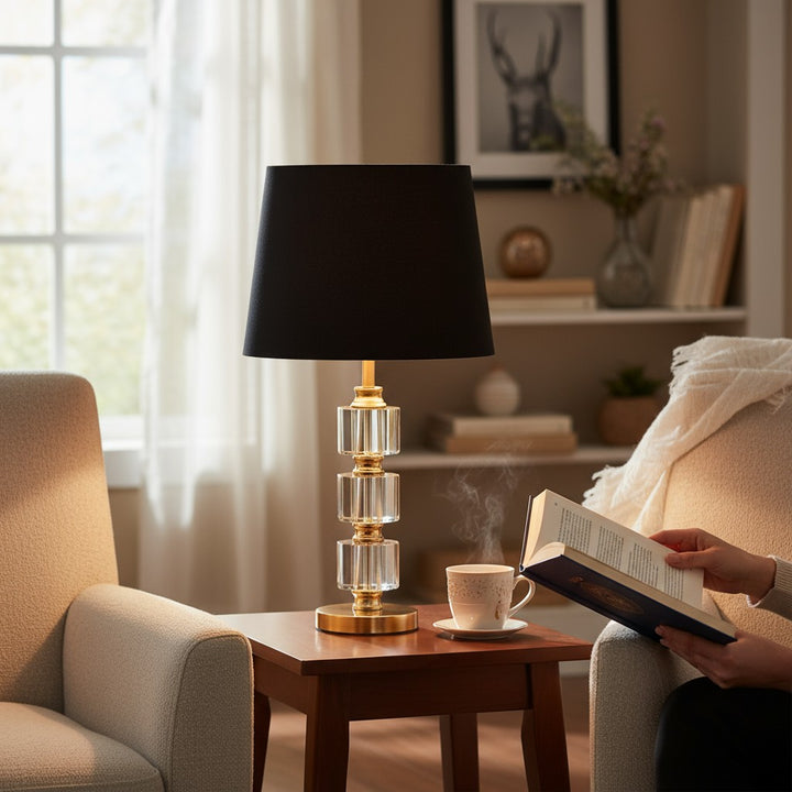 Tressa Sculptural Brass Crystal Table Lamp