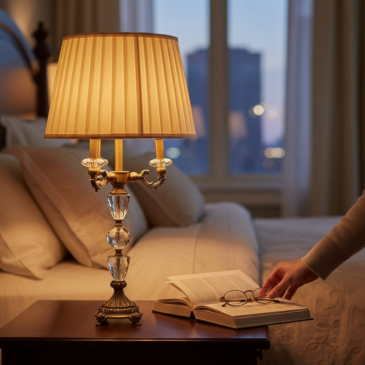 Opaline Luxe Brass & Crystal Lamp