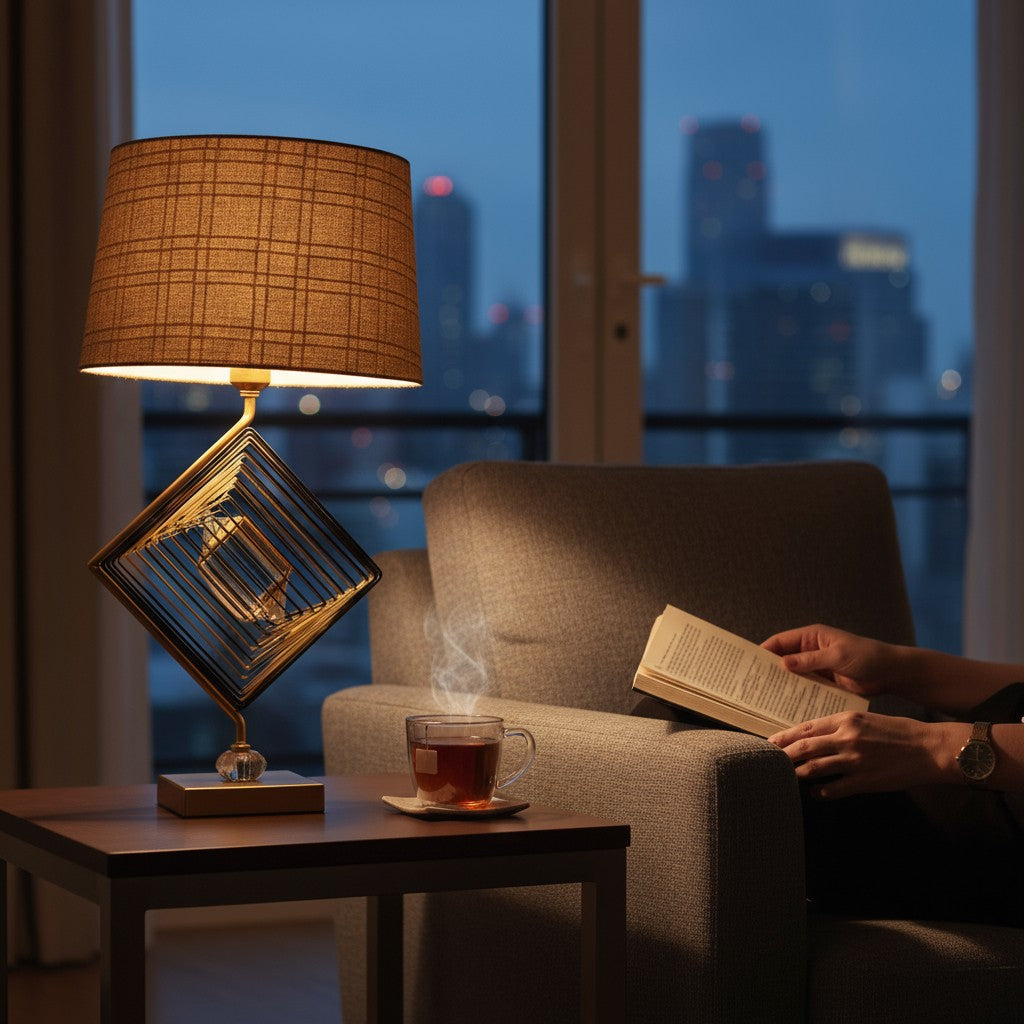 Nira Sculptural Brass Table Lamp