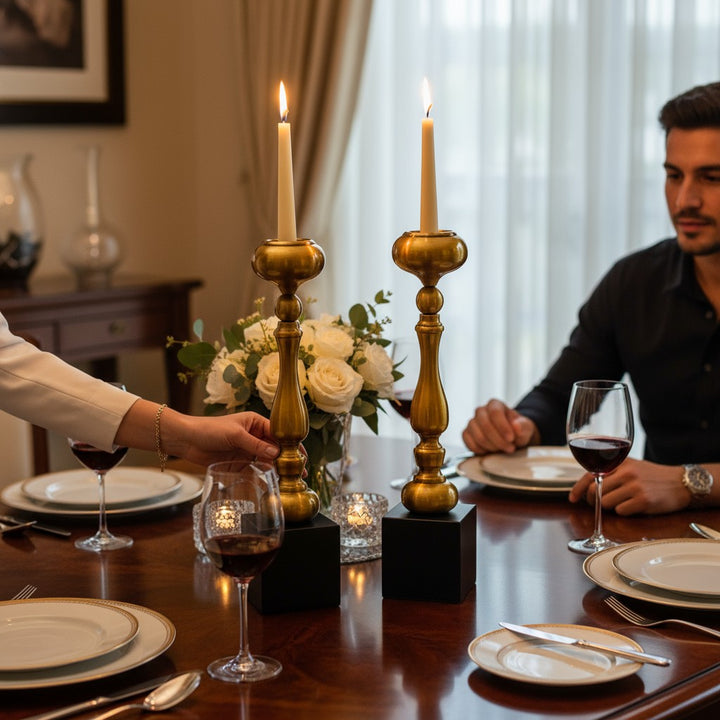 Aeris Sculpted Vintage Brass Candle Stand