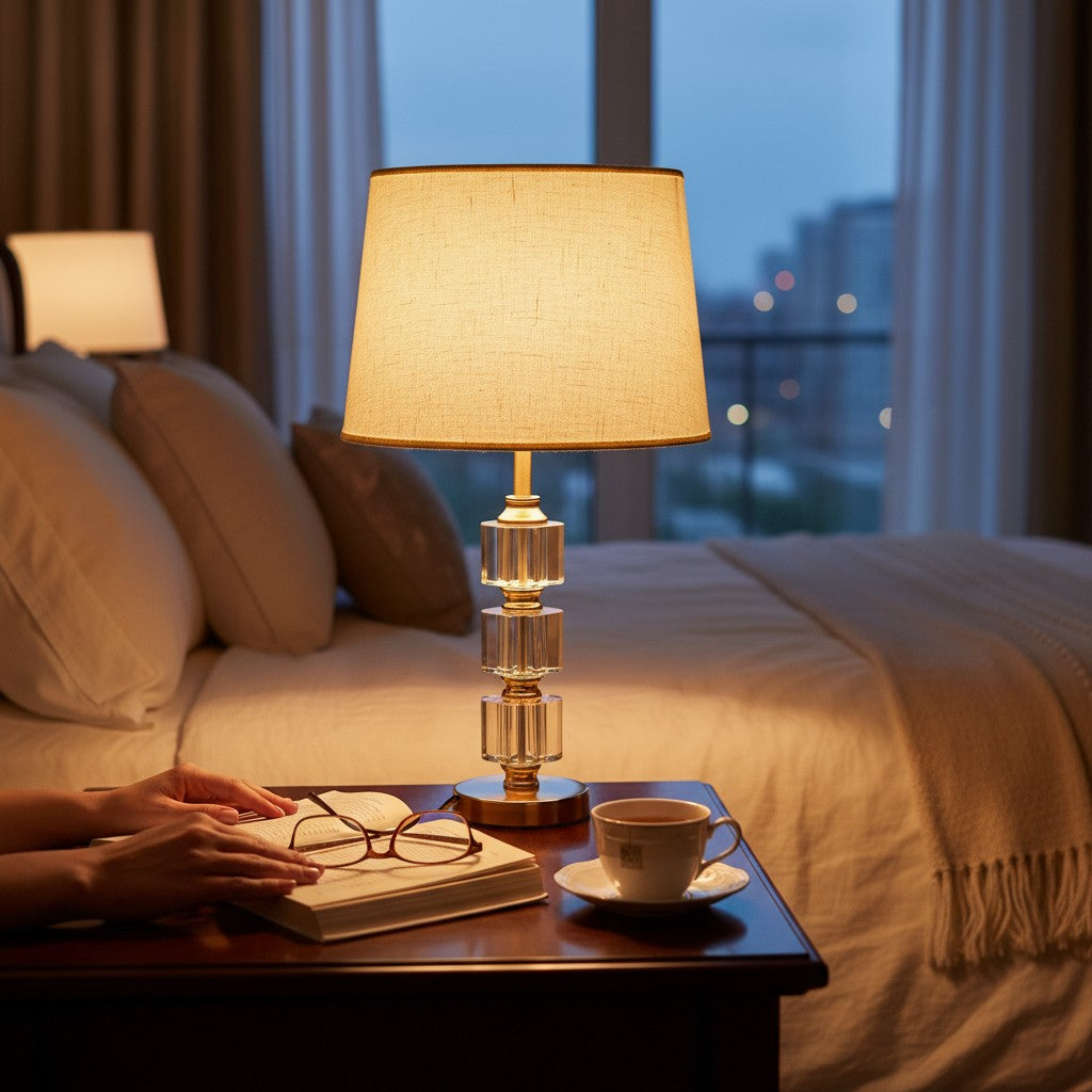 Tressa Sculptural Brass Crystal Table Lamp