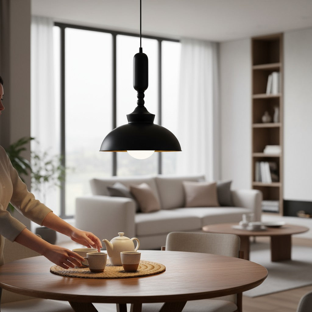 Noir Luxe Dome Pendant Metallic Wall Light