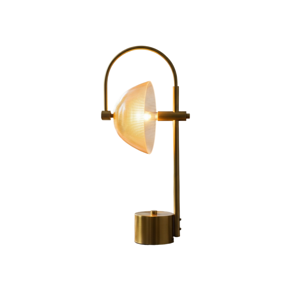 Heavy Glass & Brass LED Side Table / Study Lamp
