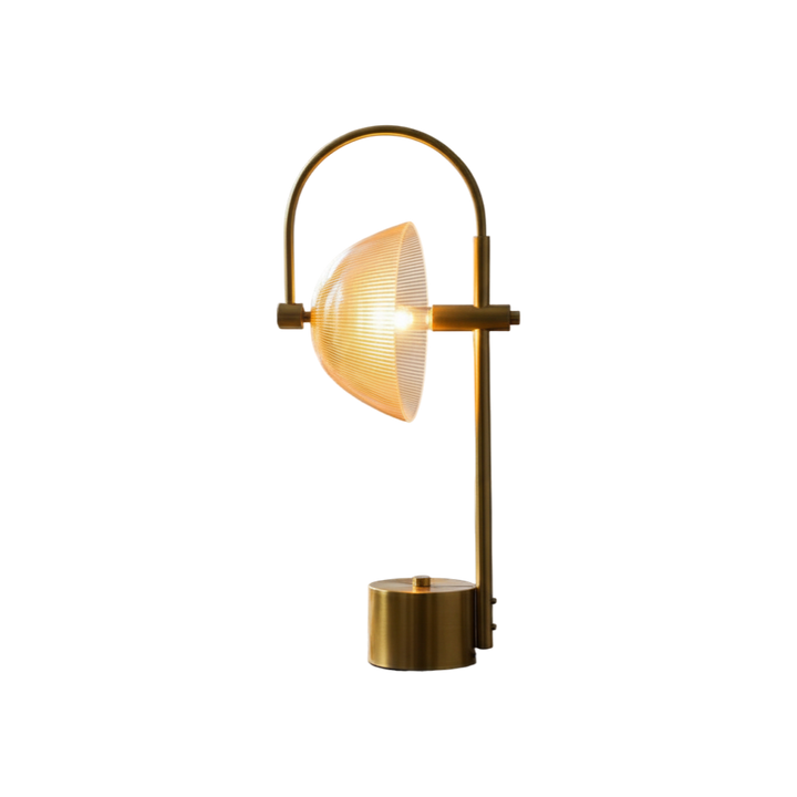 Heavy Glass & Brass LED Side Table / Study Lamp
