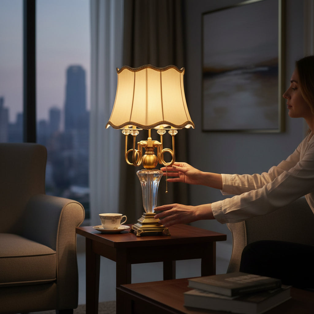 Luxury Heavy Crystal Side Table Lamp with Elegant Design