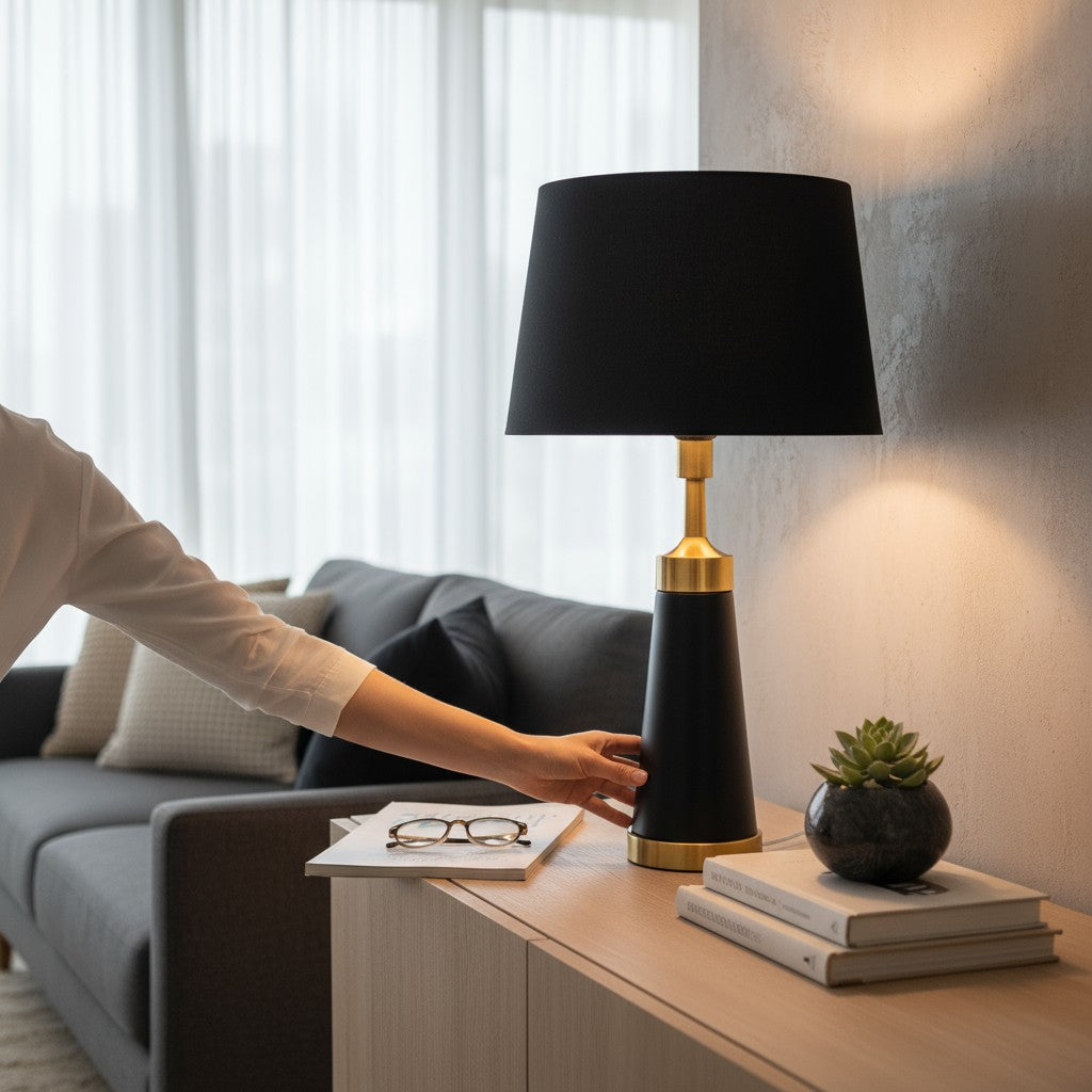 Cylindrical Metal Side Table Lamp