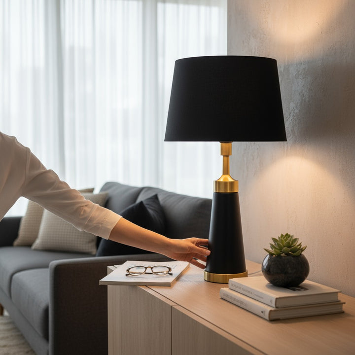 Cylindrical Metal Side Table Lamp