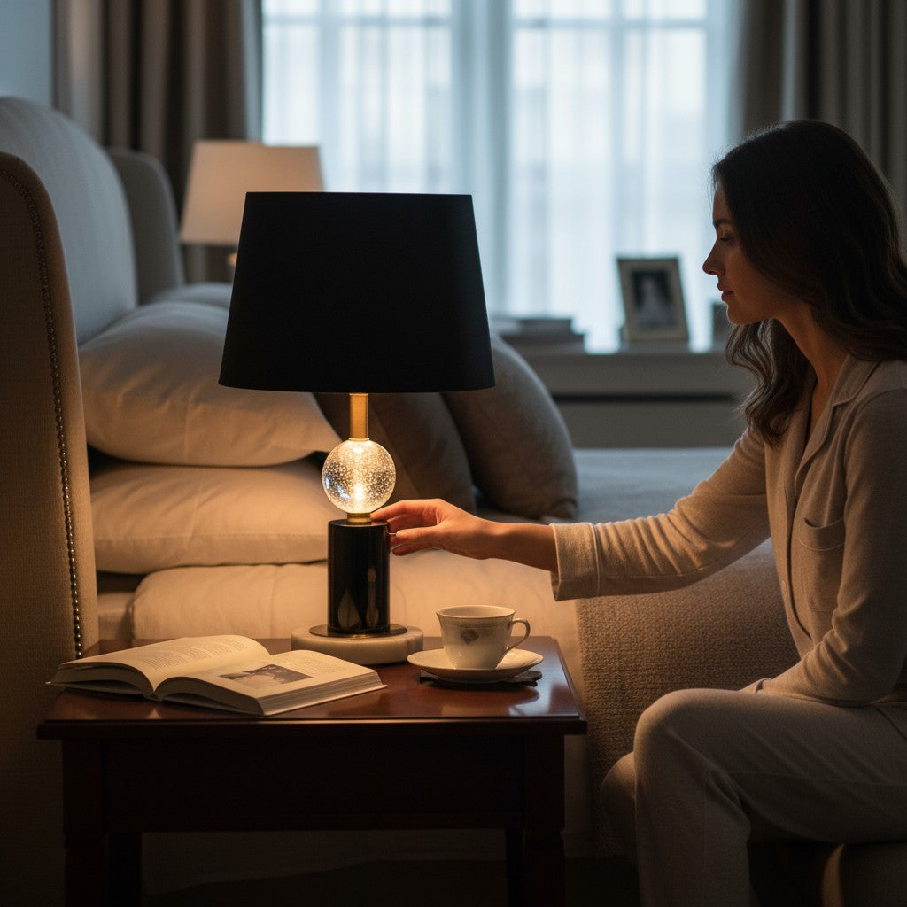 Rhea Luxe Brass And Crystal Side Table Lamp