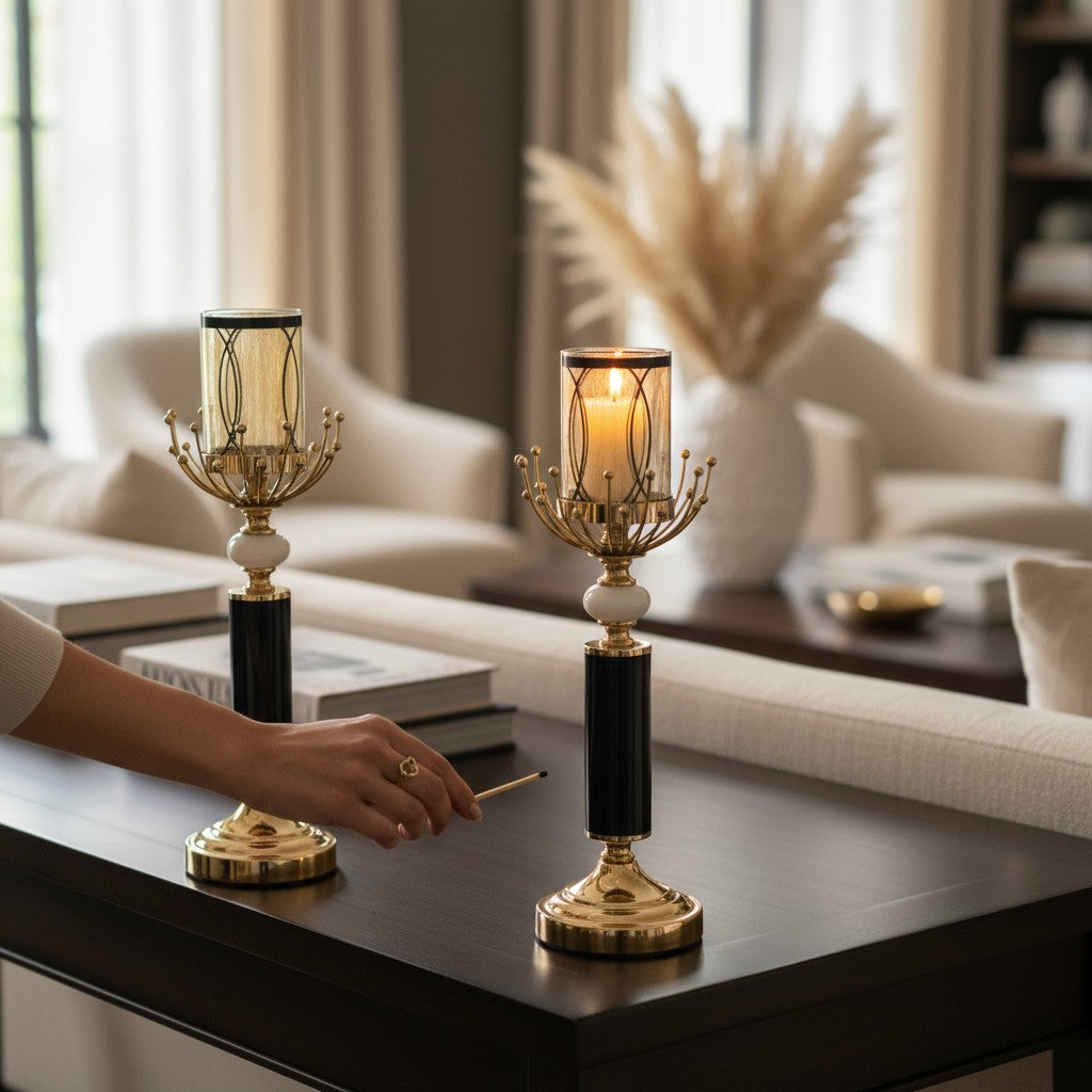 Imperial Brass & Crystal Candle Stand