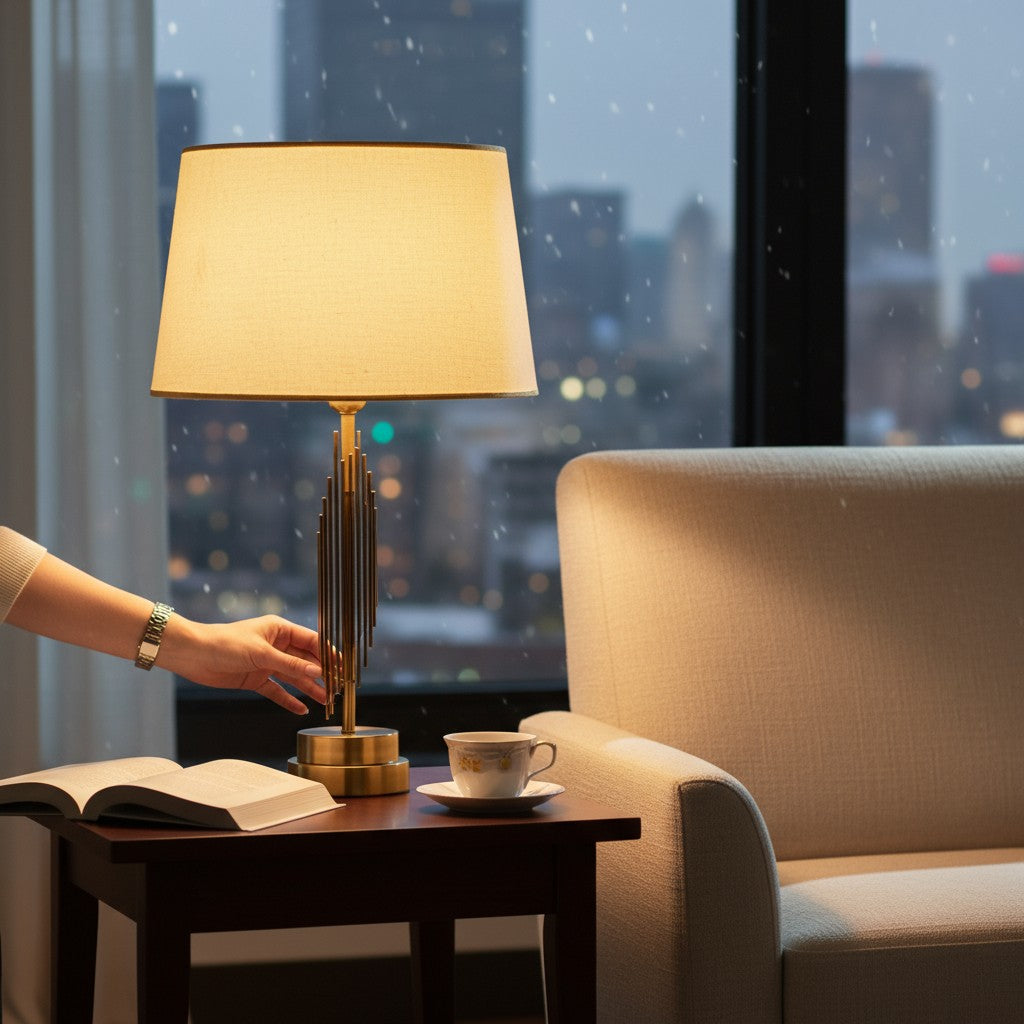 Aeris Modern Brass Side Table Lamp