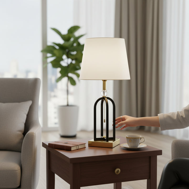 Bravura Classic Metallic Brass Side Table Lamp