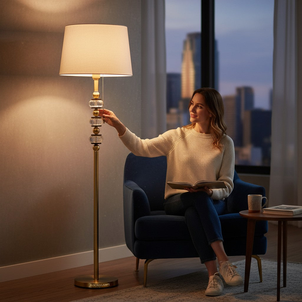 Lumine Modern Metallic Crystal Floor Lamp