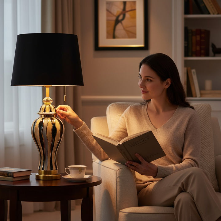 Monarch Crest Porcelain Side Lamp