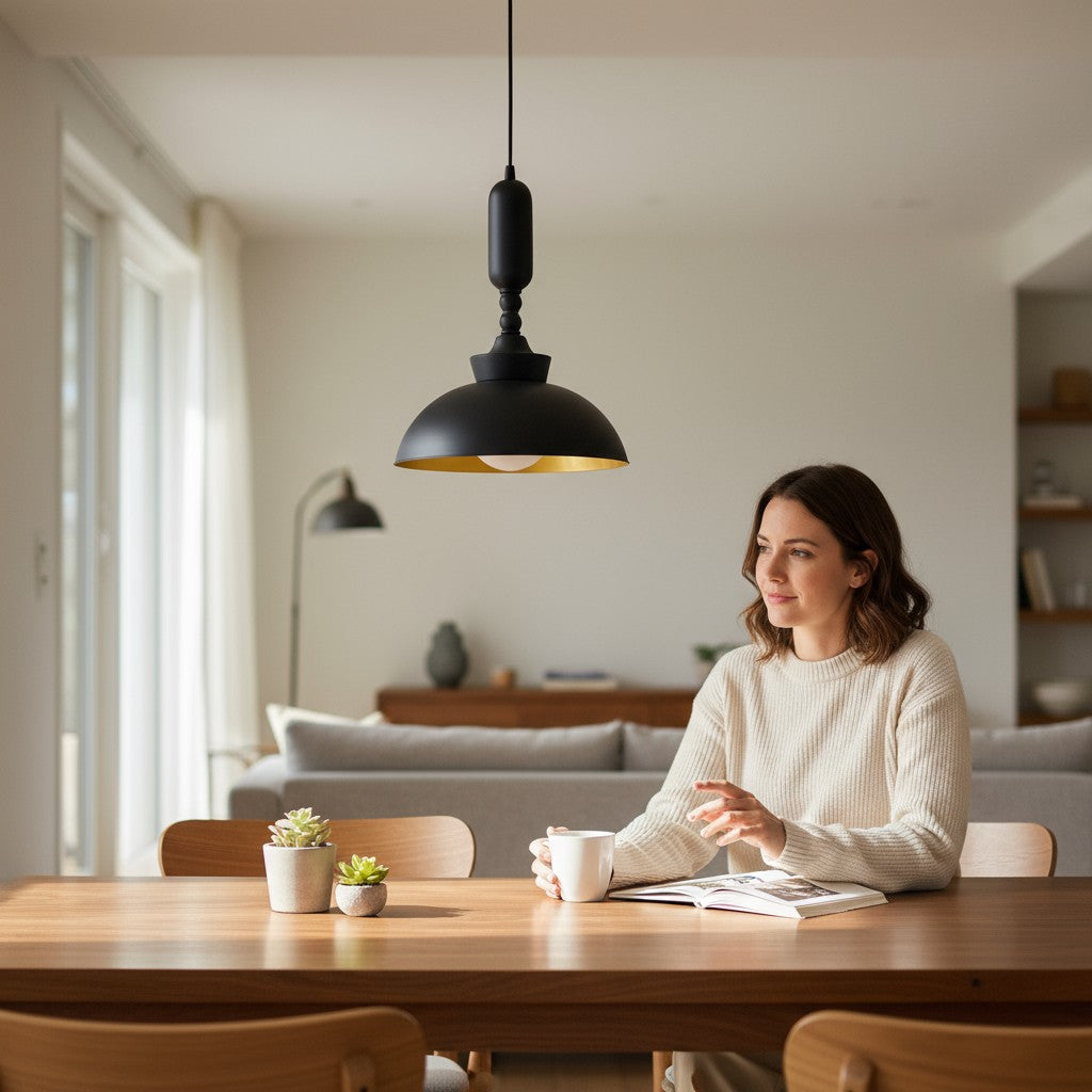 Noir Luxe Dome Pendant Metallic Wall Light