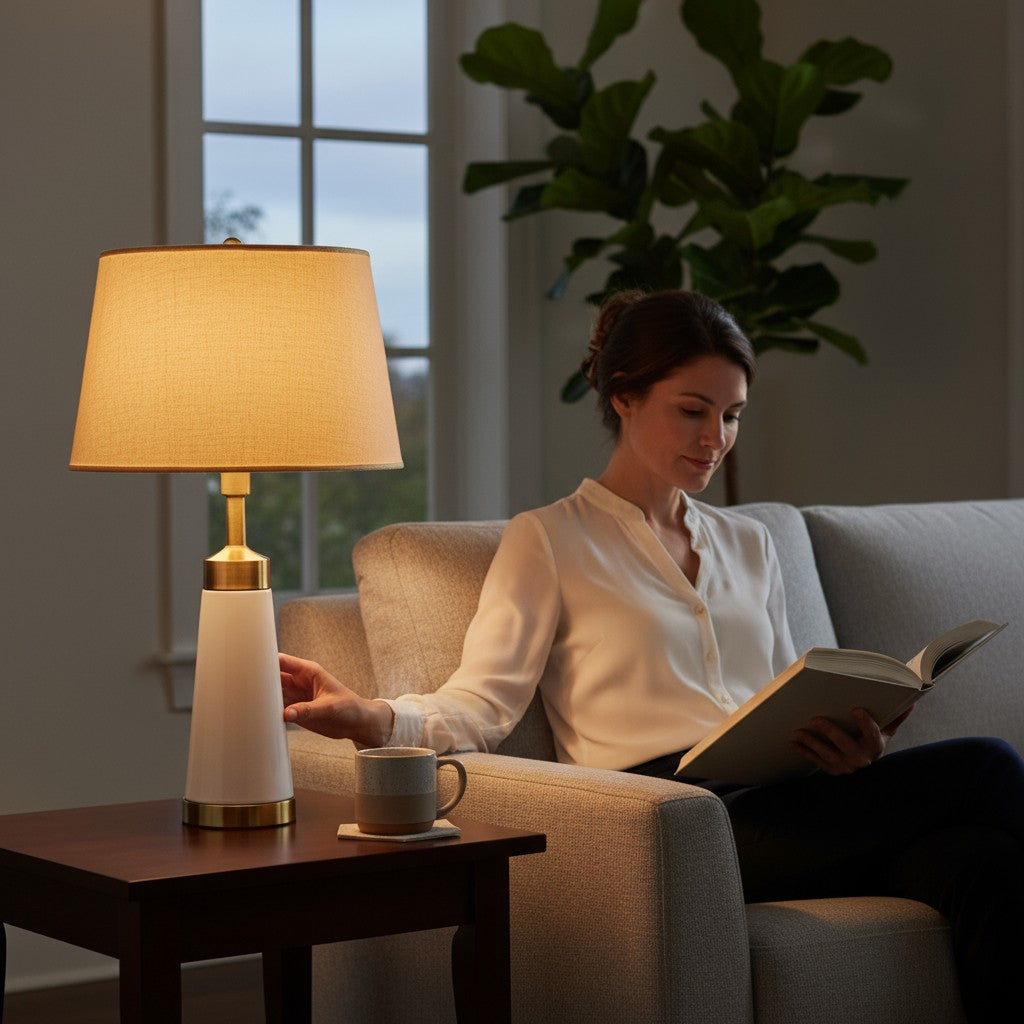 Cylindrical Metal Side Table Lamp