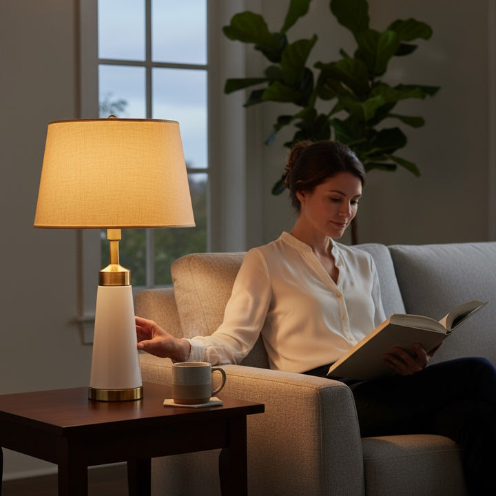 Cylindrical Metal Side Table Lamp