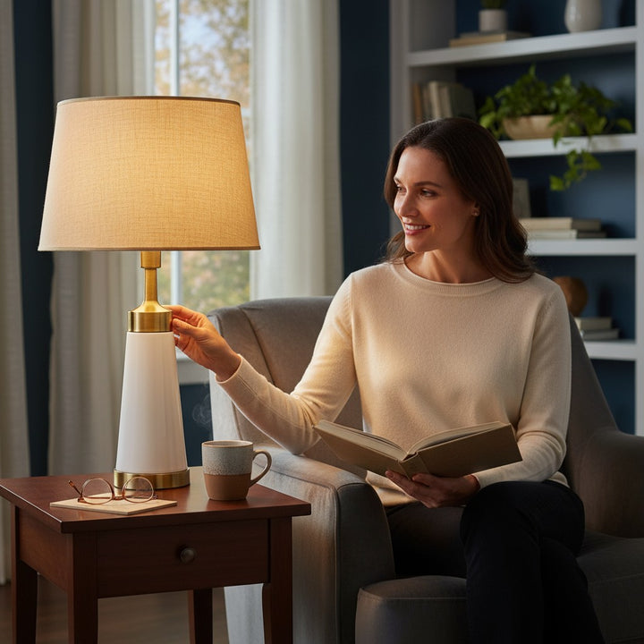 Cylindrical Metal Side Table Lamp