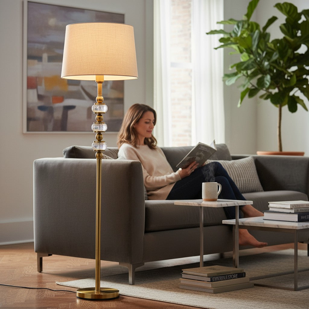 Lumine Modern Metallic Crystal Floor Lamp