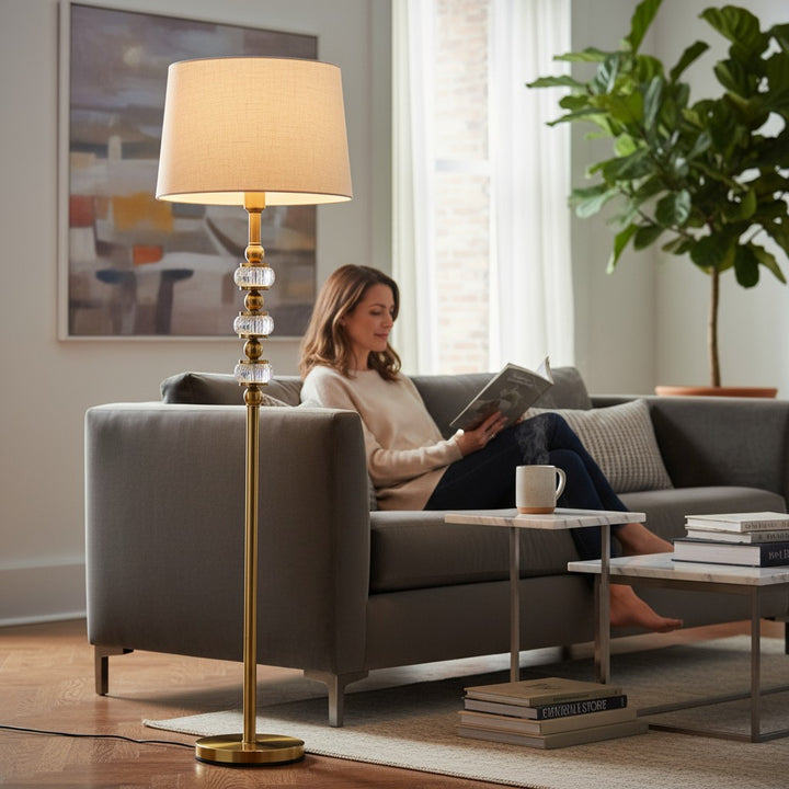 Lumine Modern Metallic Crystal Floor Lamp