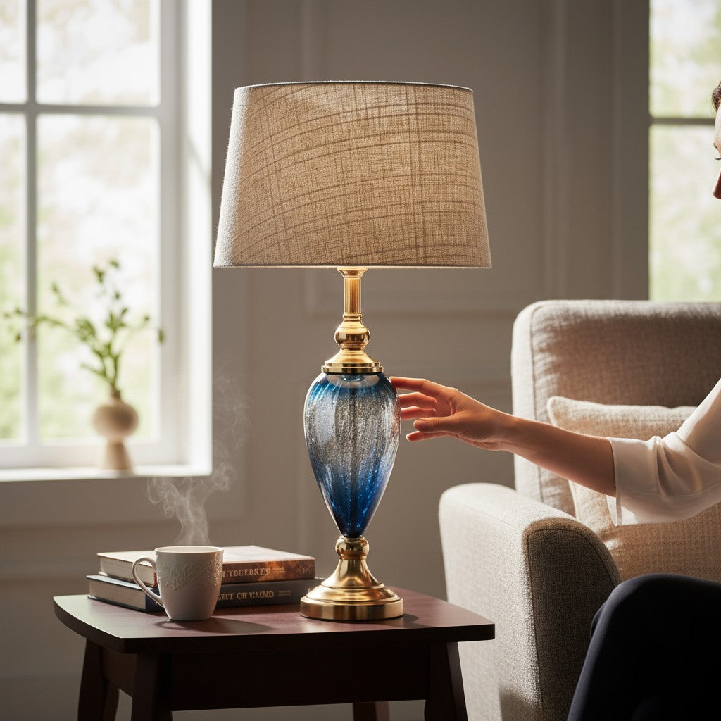 Versace Greca Blue Luxe Crystal Lamp