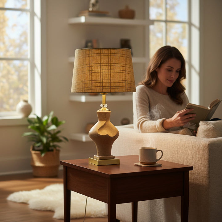 Modern Terracotta Sculpted Table Lamp