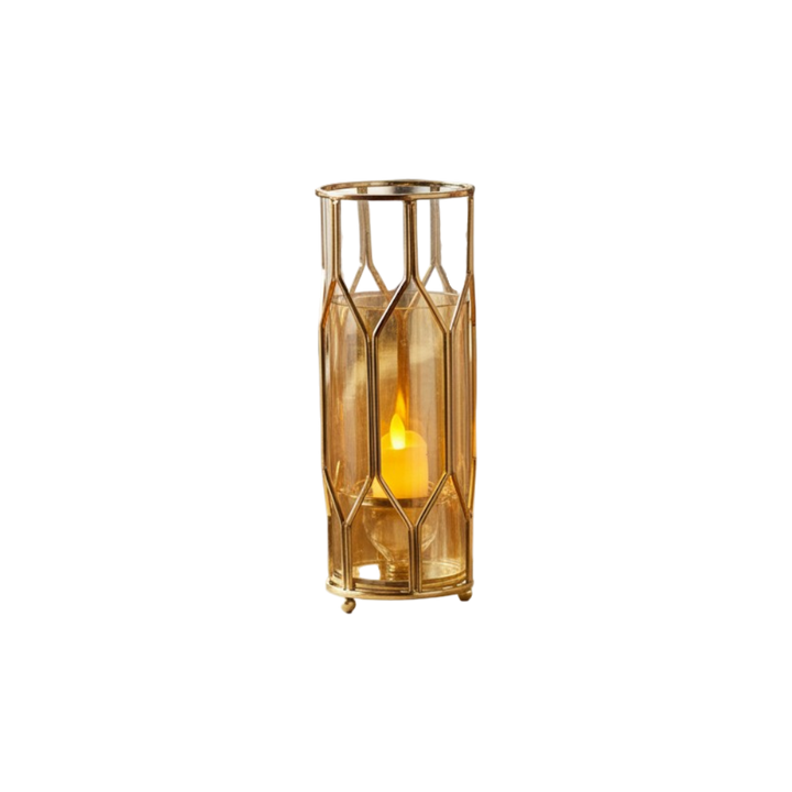 Celestial Bloom Glass & Brass Candle Stand