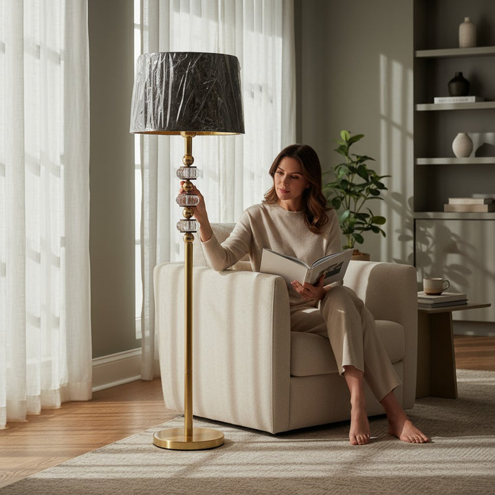 Lumine Modern Metallic Crystal Floor Lamp