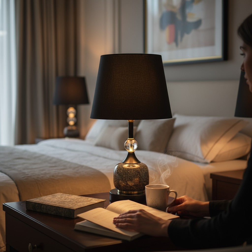 Modern Marble-Effect Table Lamp