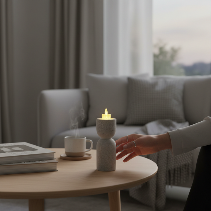 Serenity Travertine Candle Stand