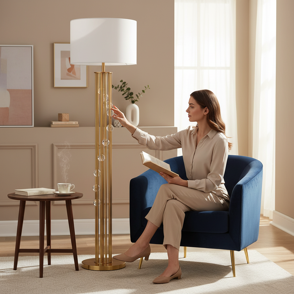 Aurielle Luxe Metallic Brass Floor Lamp