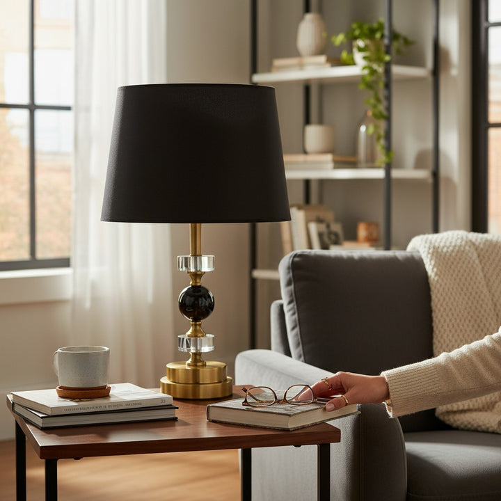 Elegant Black-gold Crystal Table Lamp (LS455)