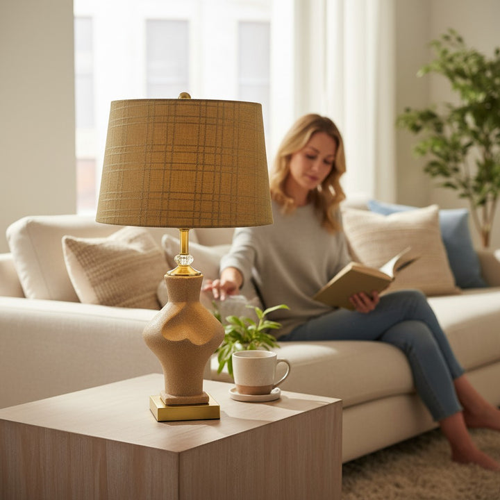 Modern Terracotta Sculpted Table Lamp