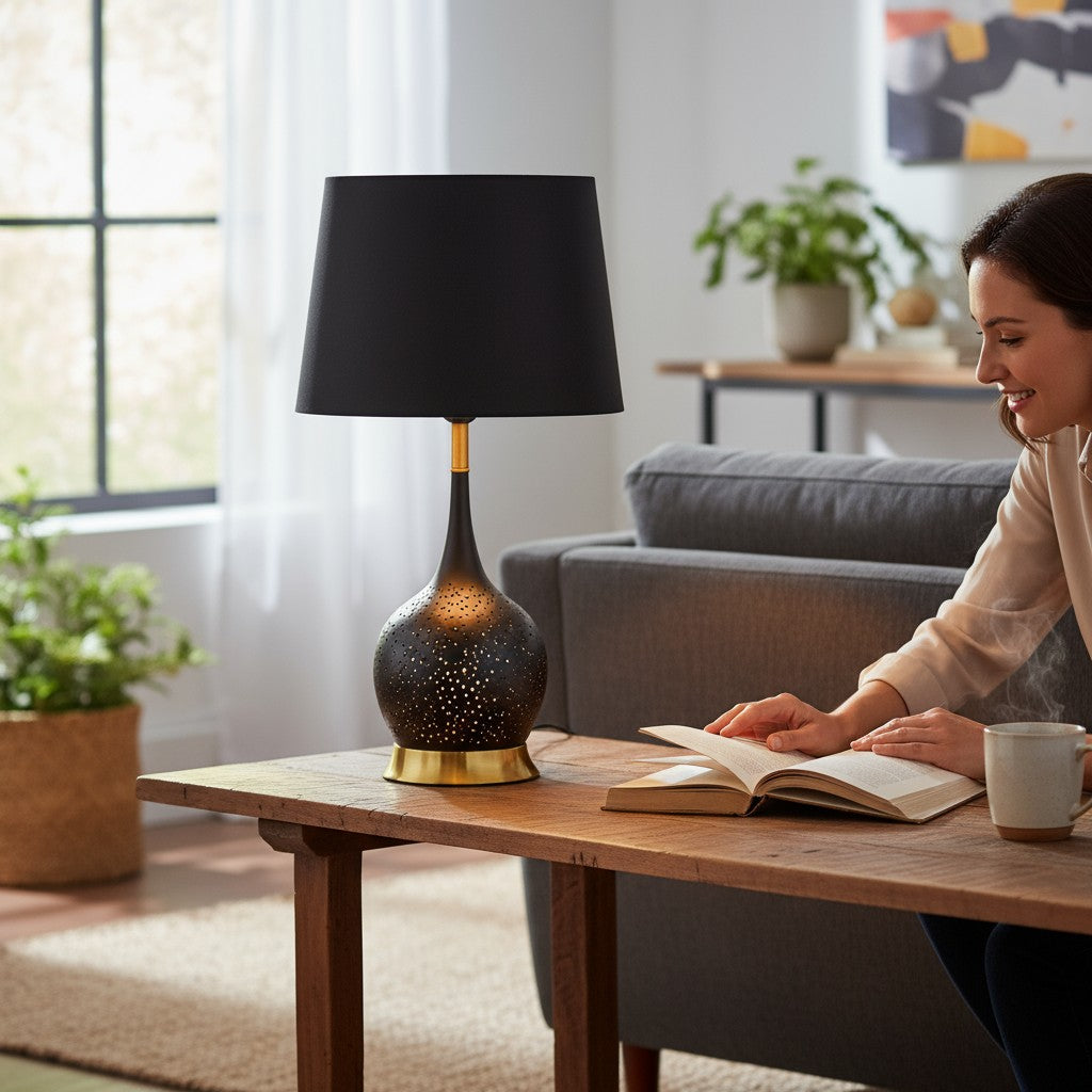Camden Split-Light Brass LED Table Lamp