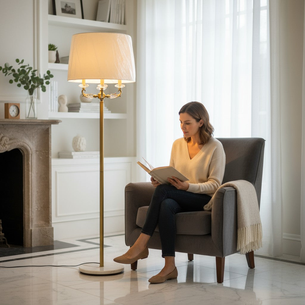 Elysian Glow Metallic Quad Light Floor Lamp